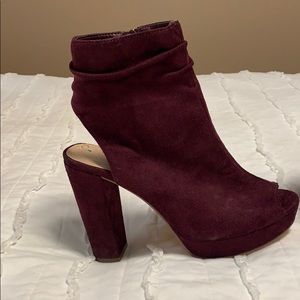 Maroon Peep Toe Heels
